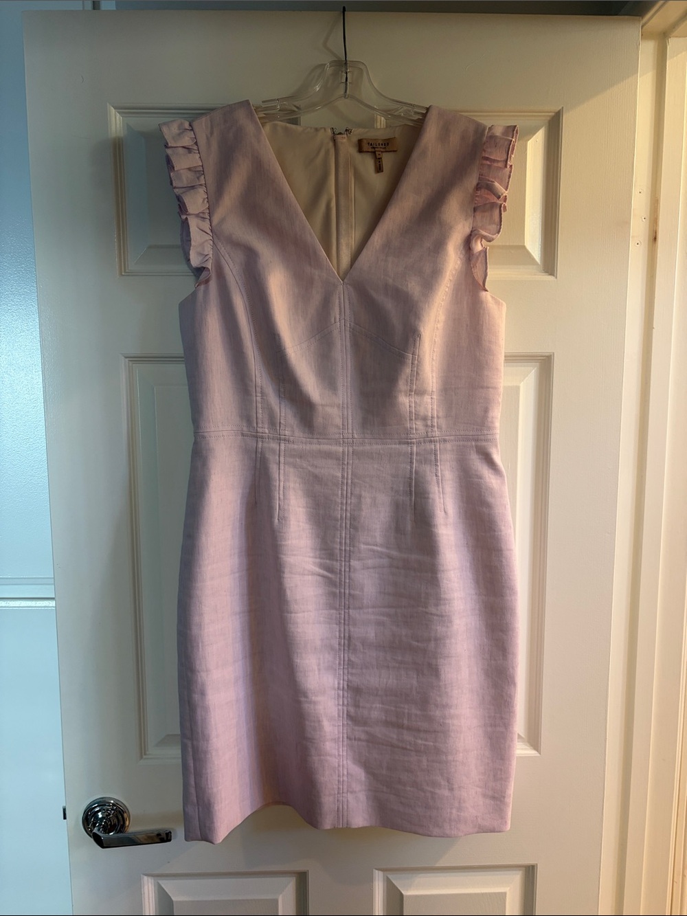 Rebecca Taylor Light Lilac V-Neck Ruffle Sleeve Sheath Dress